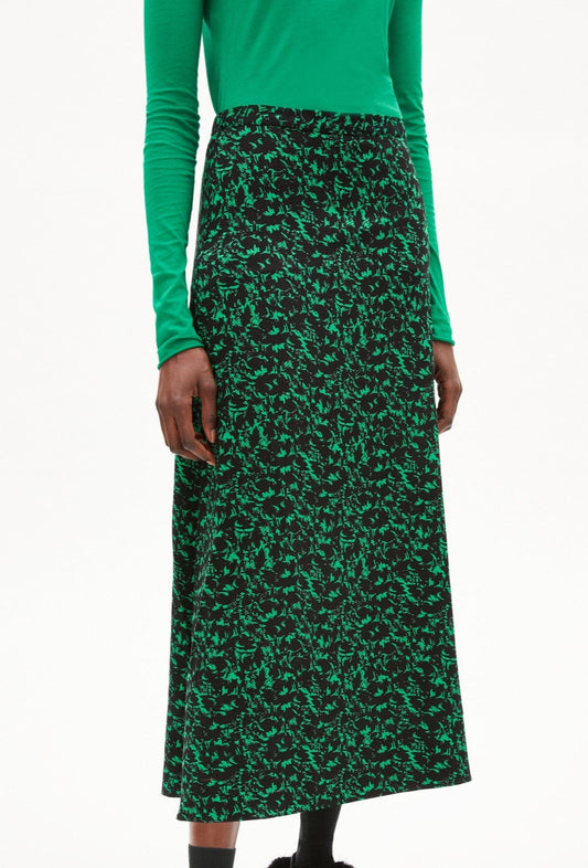 Jupe longue à motifs en viscose ecovero - naadir abstract flash green