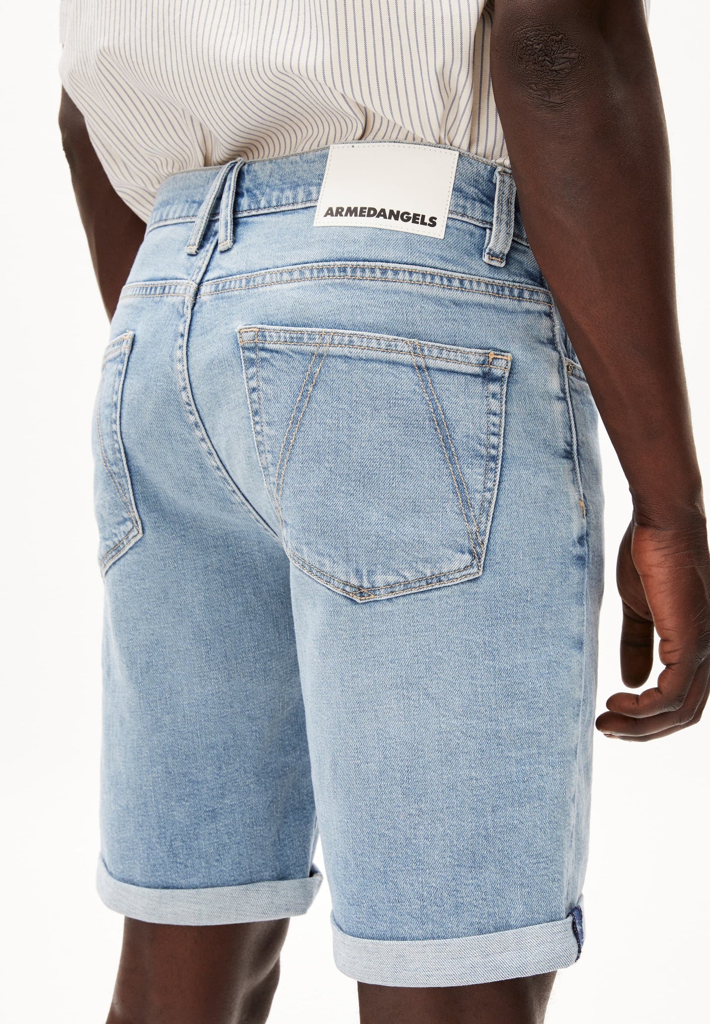 Short en denim de coton bio et chanvre | bleu "naailo hemp mineral blue"