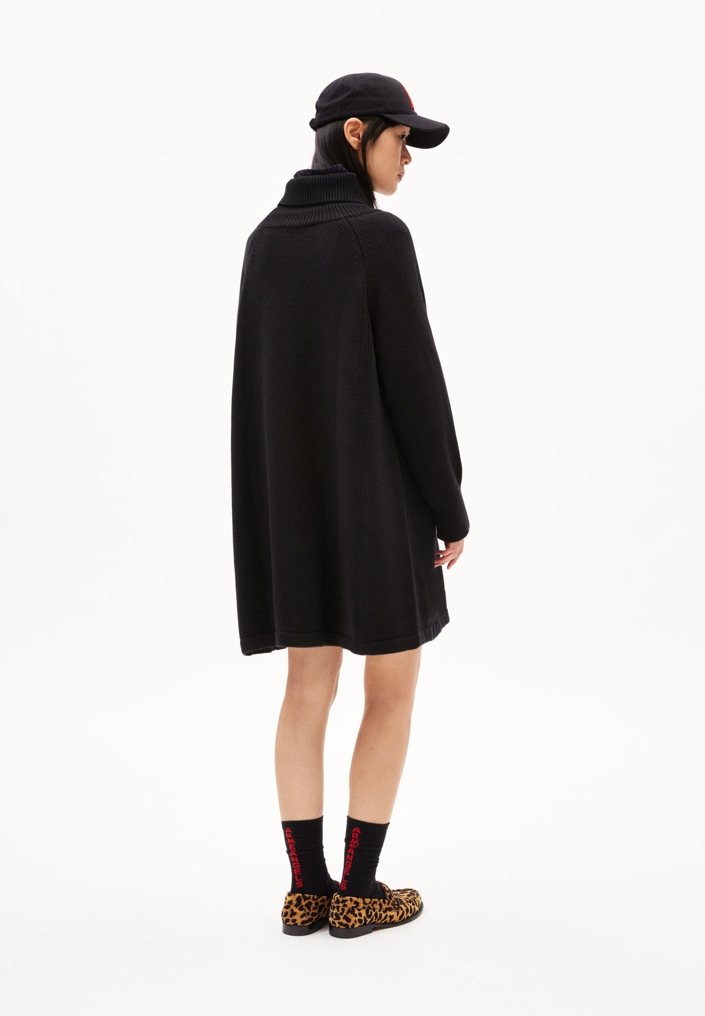 Robe pull col roulé en coton et laine bio | Noir "naania black"