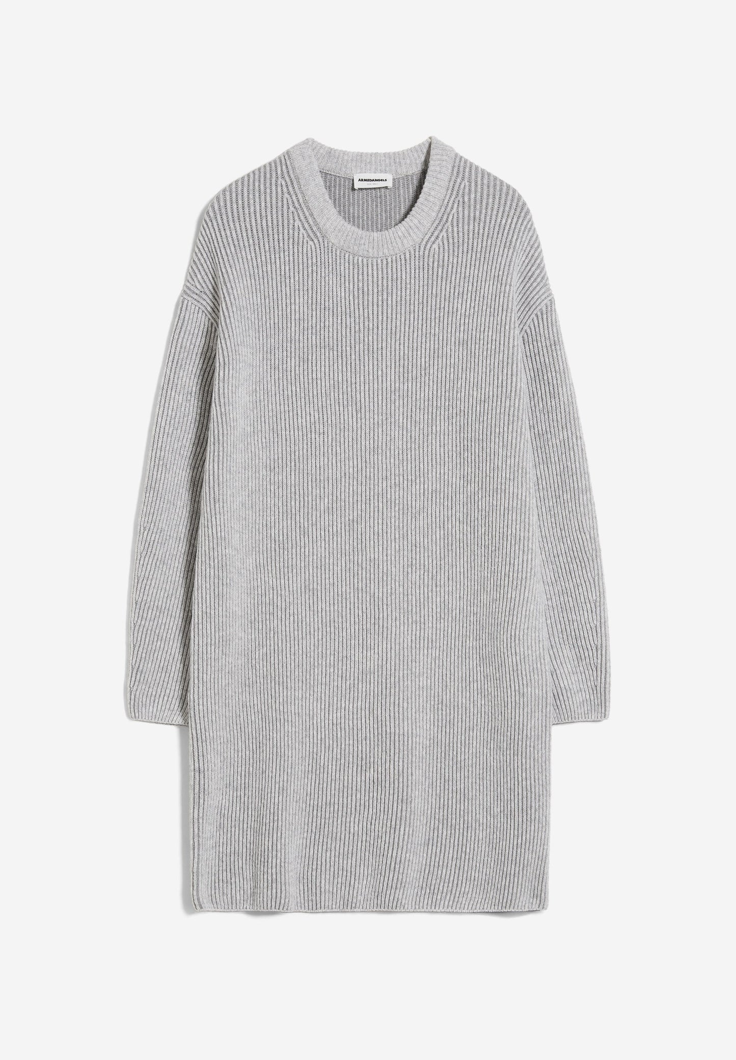 Robe pull grise en coton et laine bio et laine recyclée - naare light grey melange