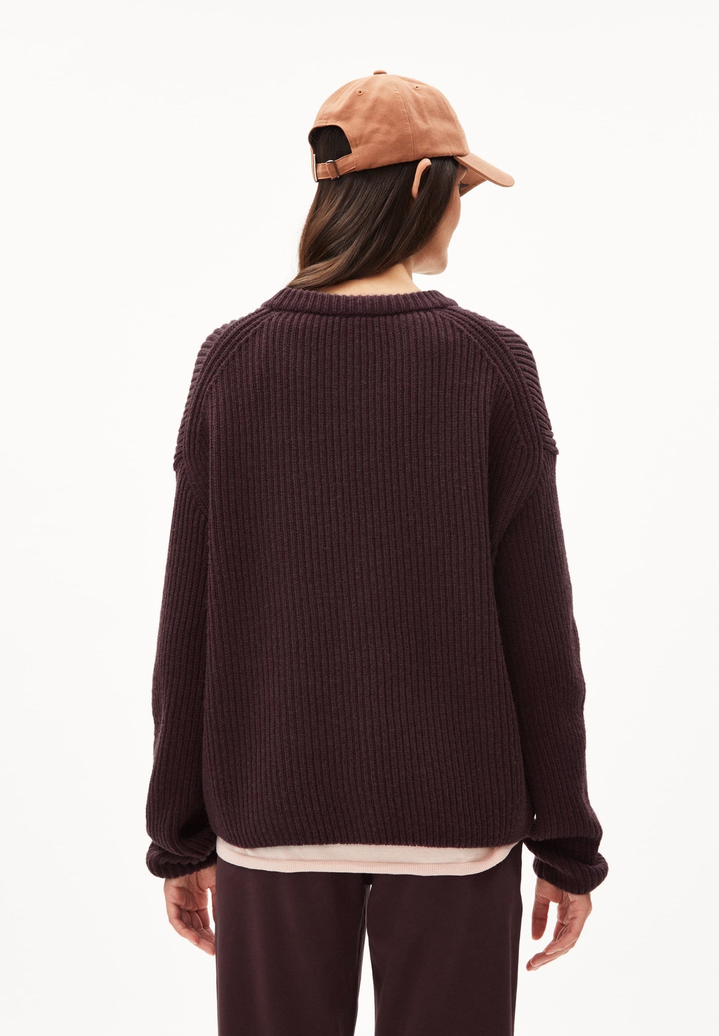 Pull maille prune en coton bio, laine bio et recyclée - naaruko fudge