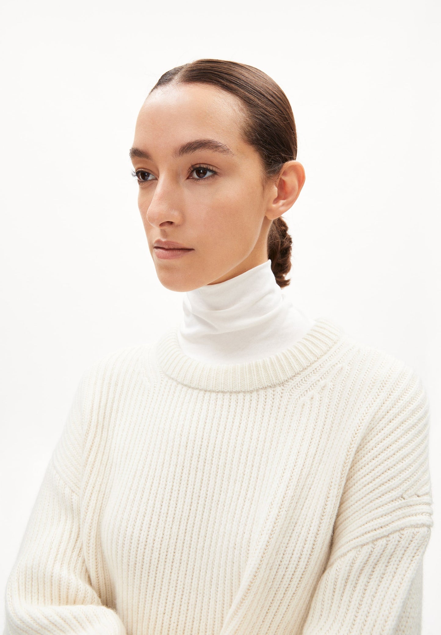 Pull maille en coton et laine bio | écru "naaruko - oatmilk"