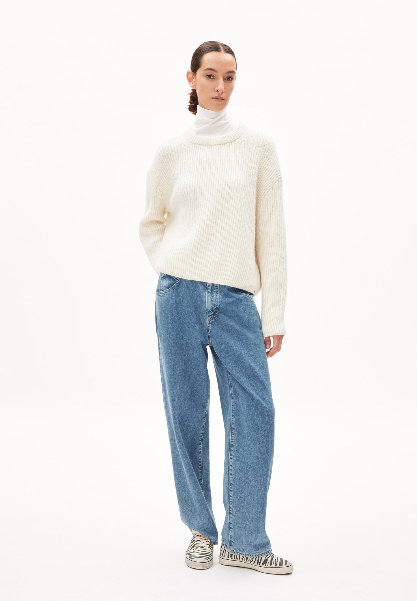 Pull maille en coton et laine bio | écru "naaruko - oatmilk"