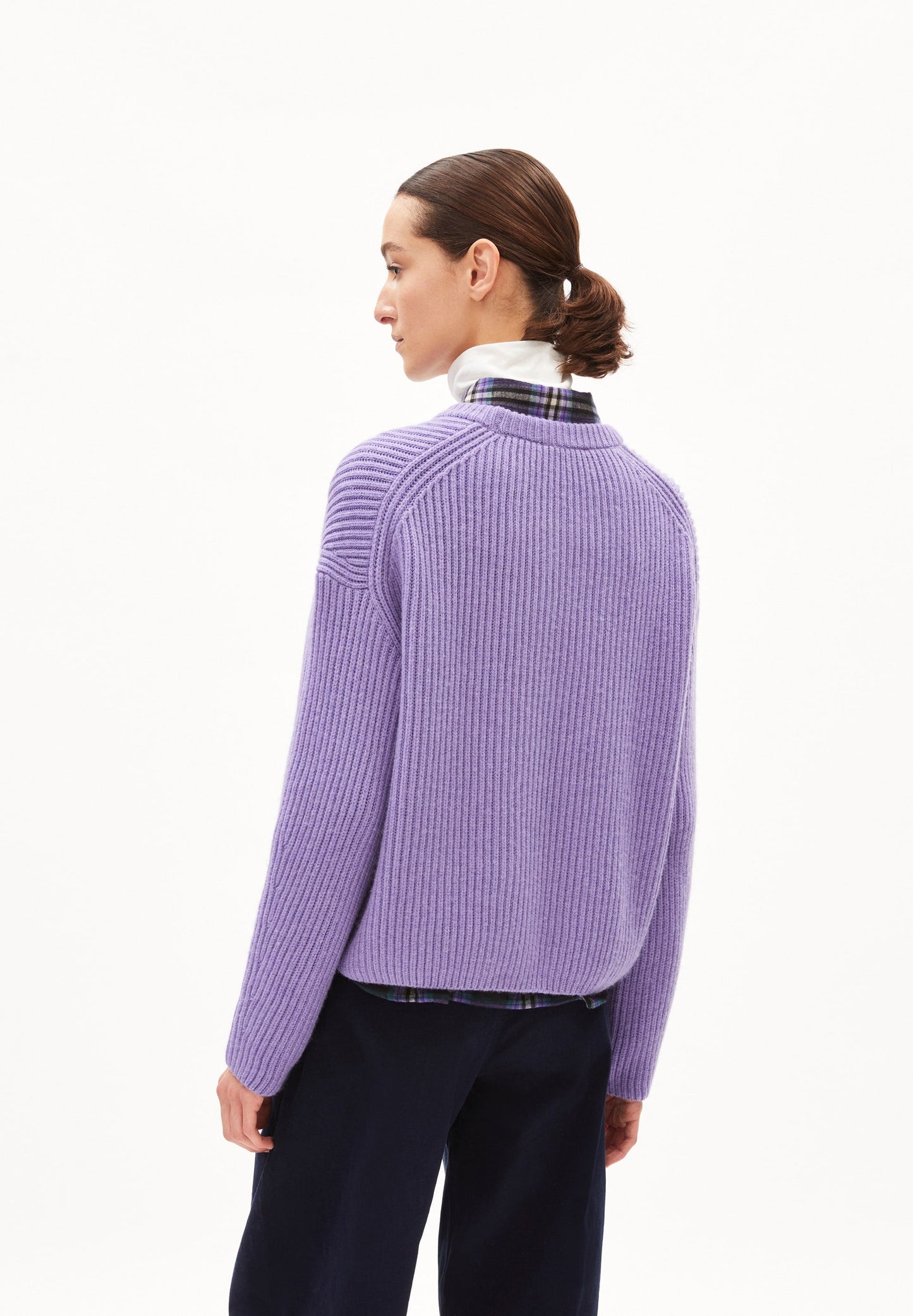 Pull maille en coton et laine bio | violet "naaruko - purple stone"