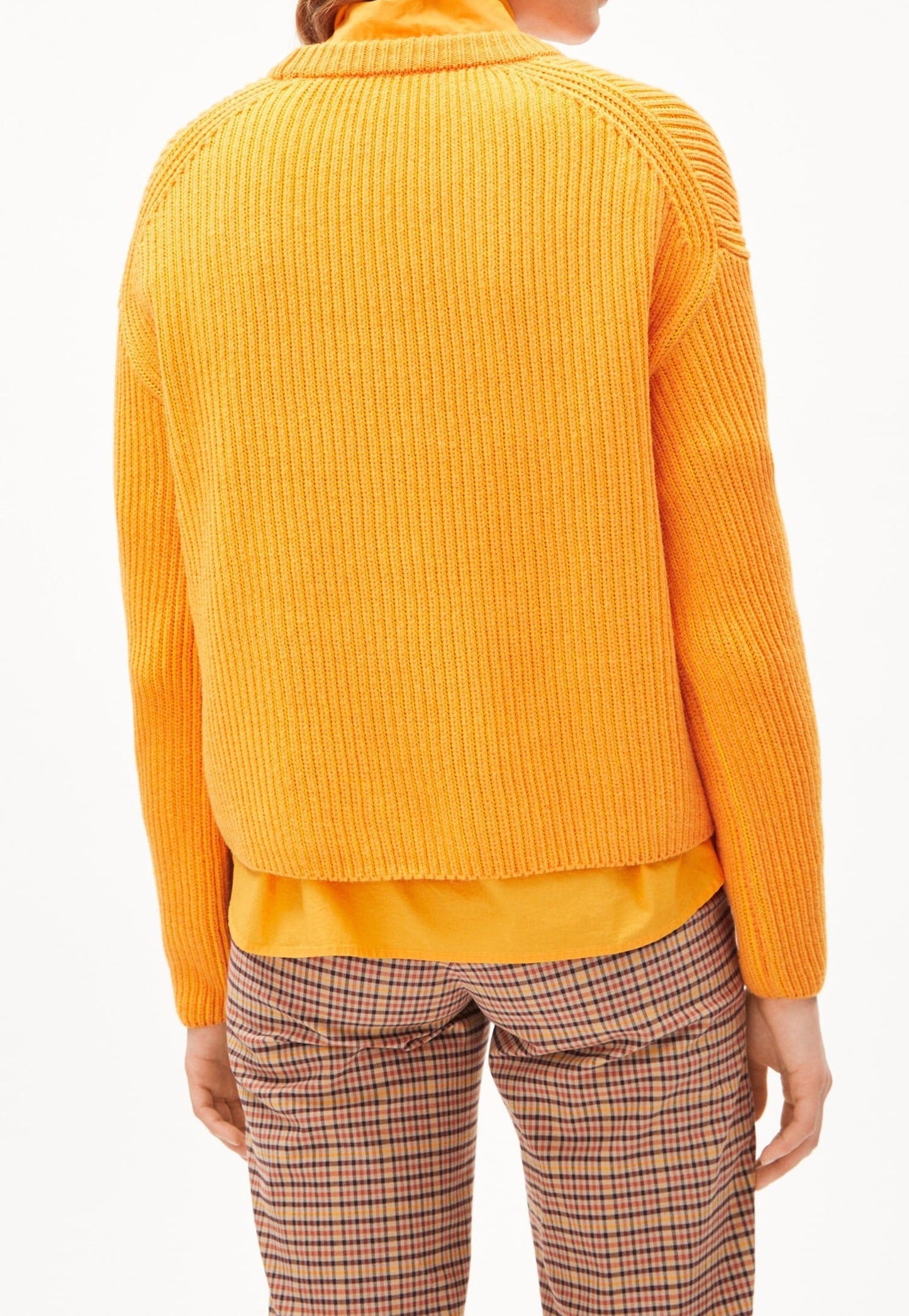 Pull maille orange en coton bio, laine bio et recyclée - naaruko sunset