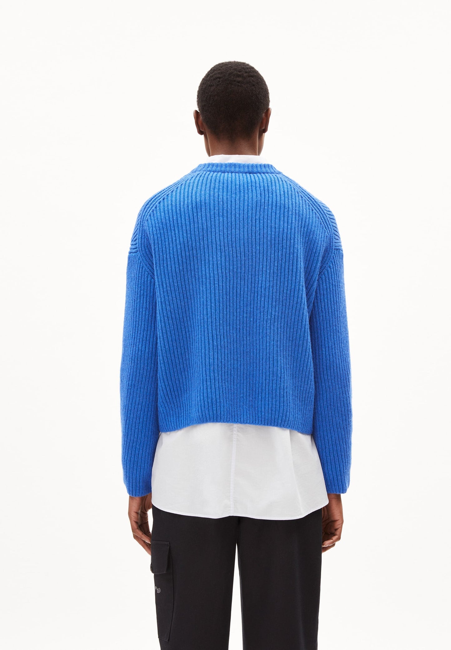 Pull maille en coton et laine bio | bleu "naaruko - warm blue"