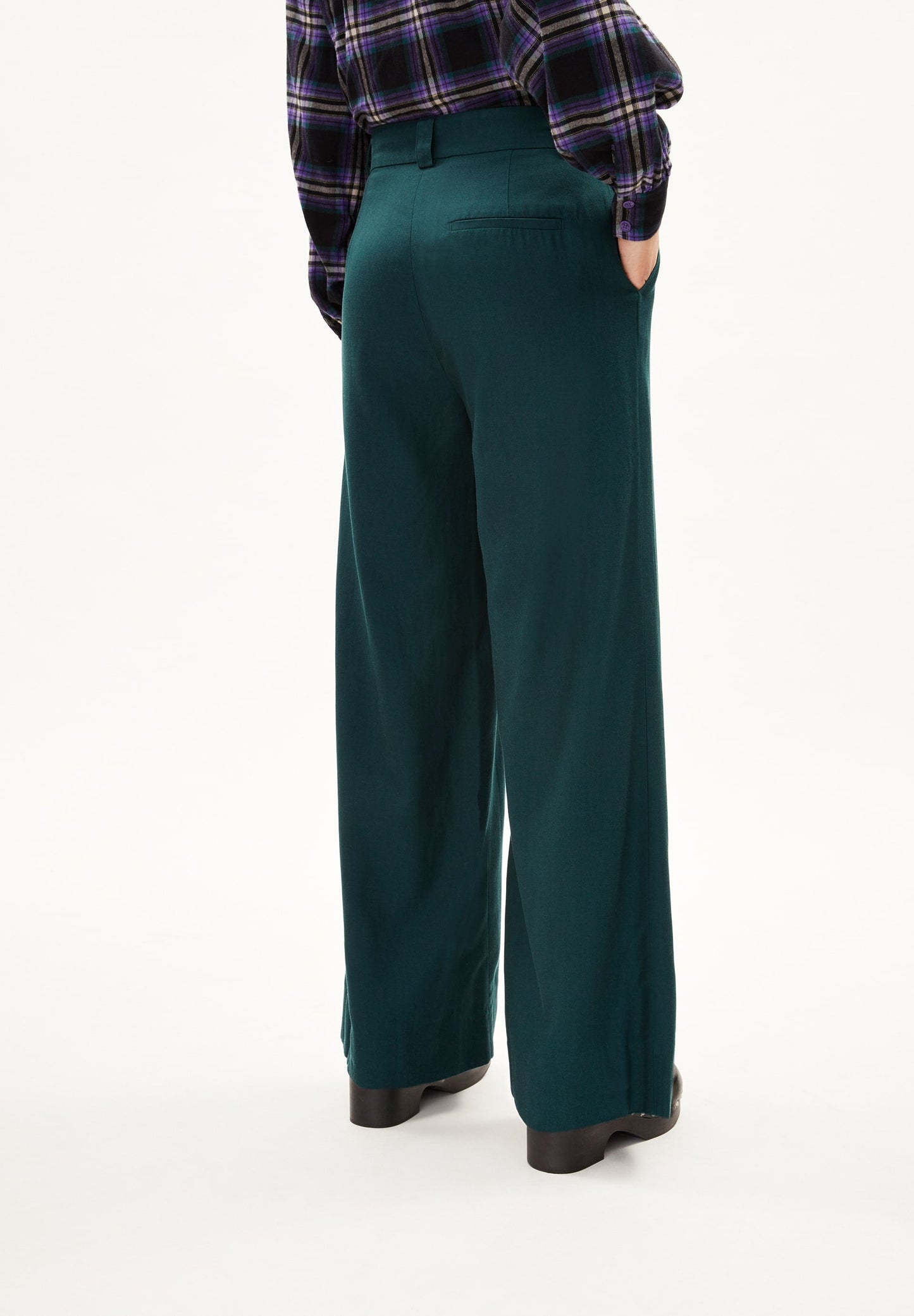Pantalon tailleur ample lyocell et coton bio | vert "nagassaa - teal stone"