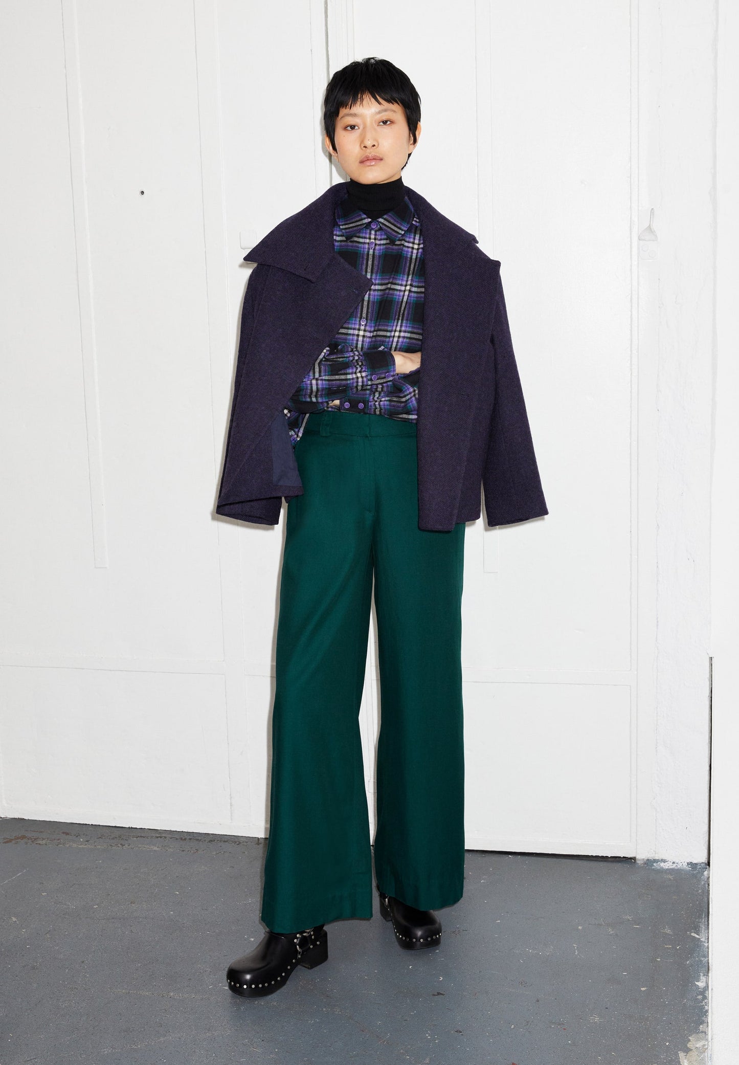 Pantalon tailleur ample lyocell et coton bio | vert "nagassaa - teal stone"
