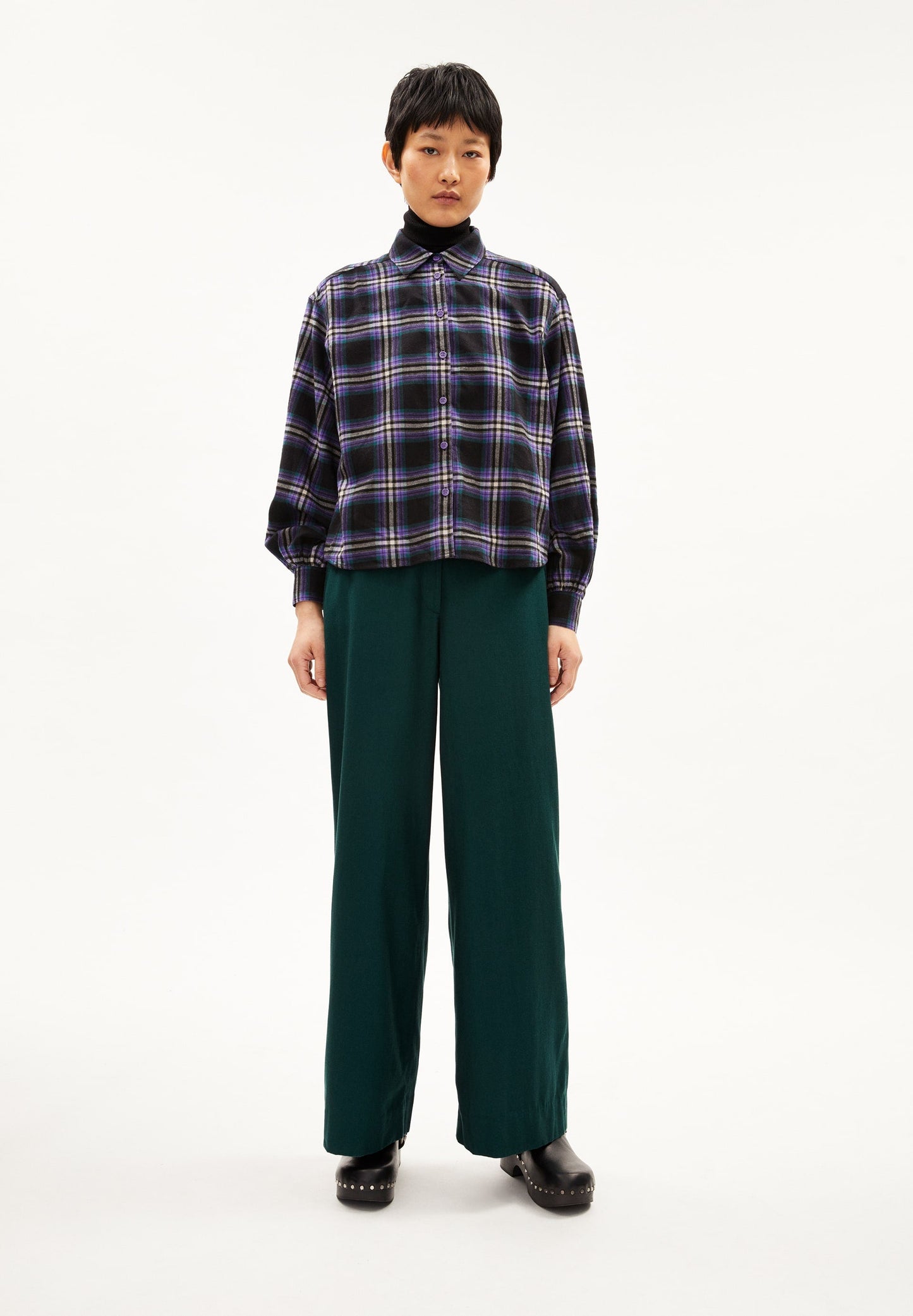Pantalon tailleur ample lyocell et coton bio | vert "nagassaa - teal stone"