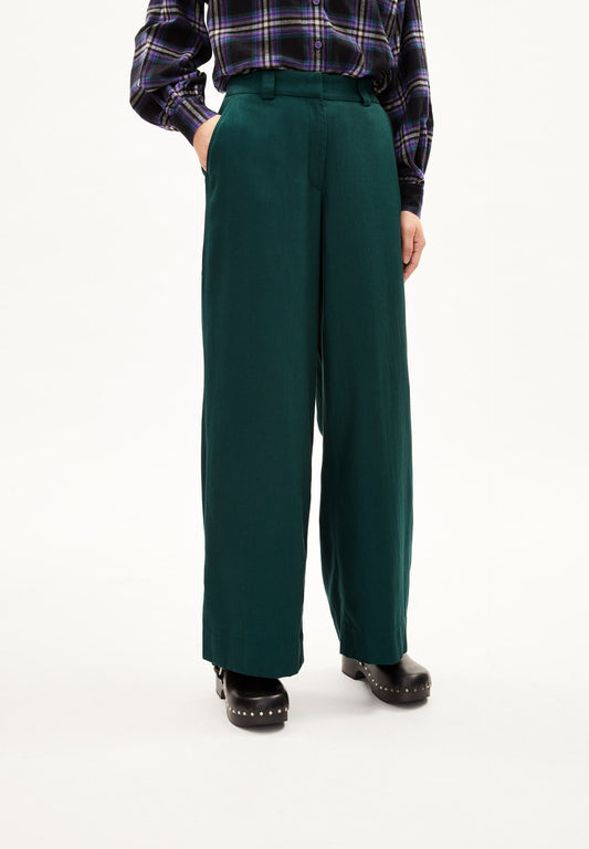 Pantalon tailleur ample lyocell et coton bio | vert "nagassaa - teal stone"