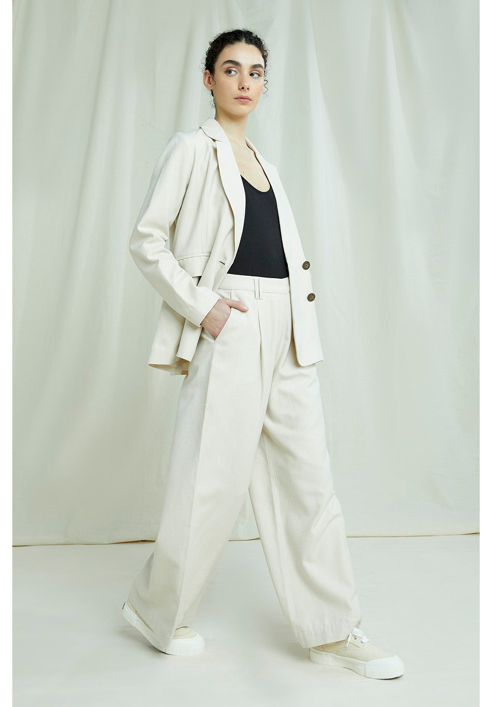 Blazer beige en coton bio - Naira