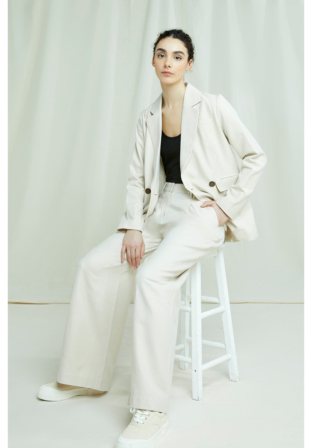 Blazer beige en coton bio - Naira