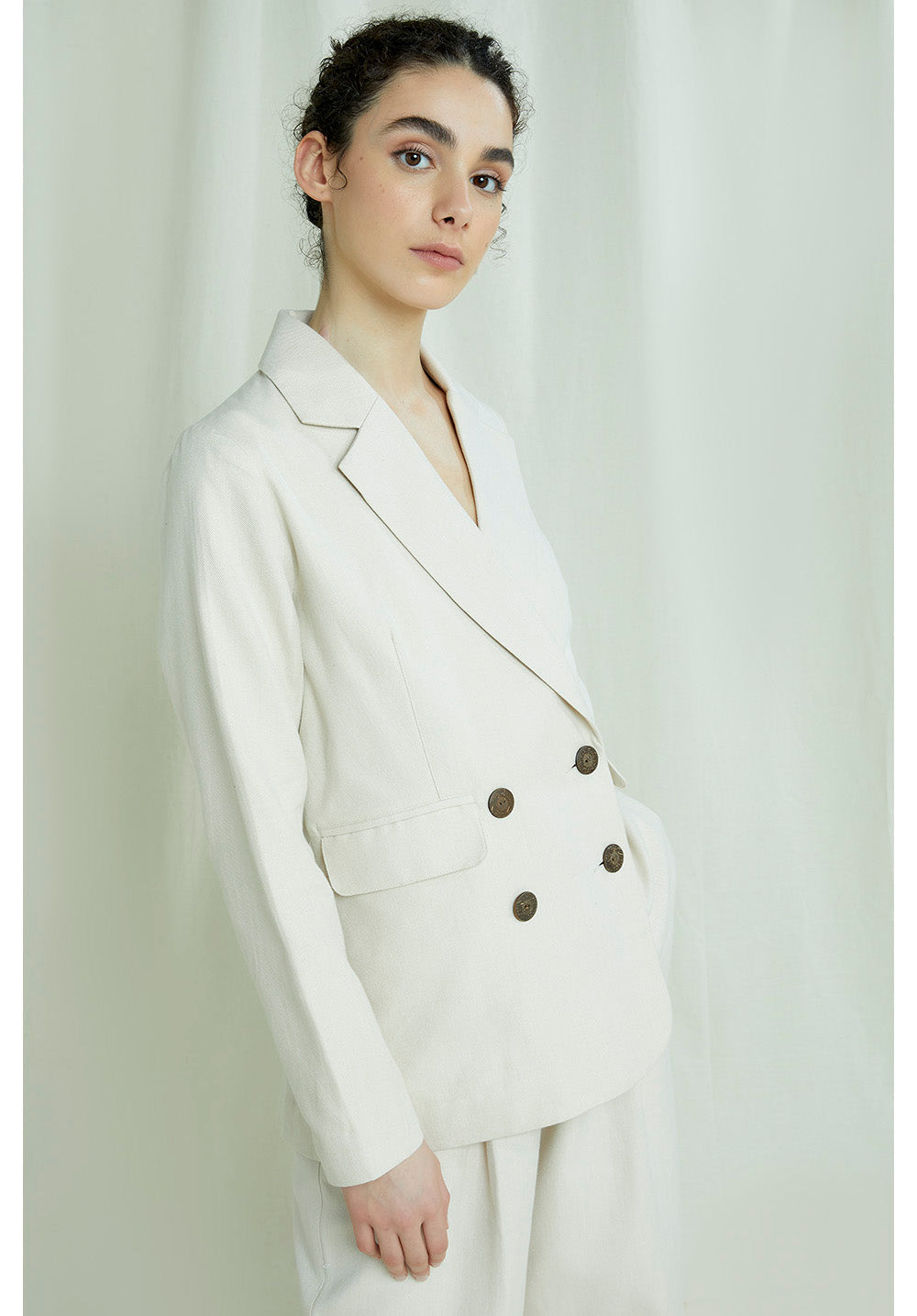 Blazer beige en coton bio - Naira