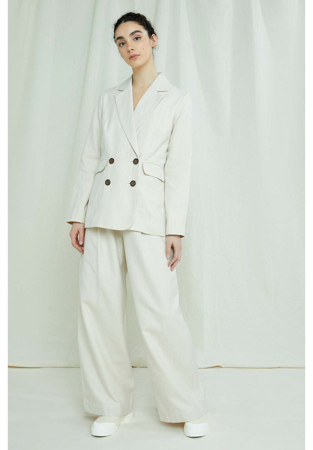 Blazer beige en coton bio - Naira
