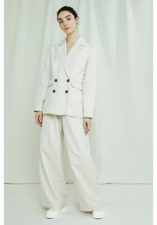 Blazer beige en coton bio - Naira