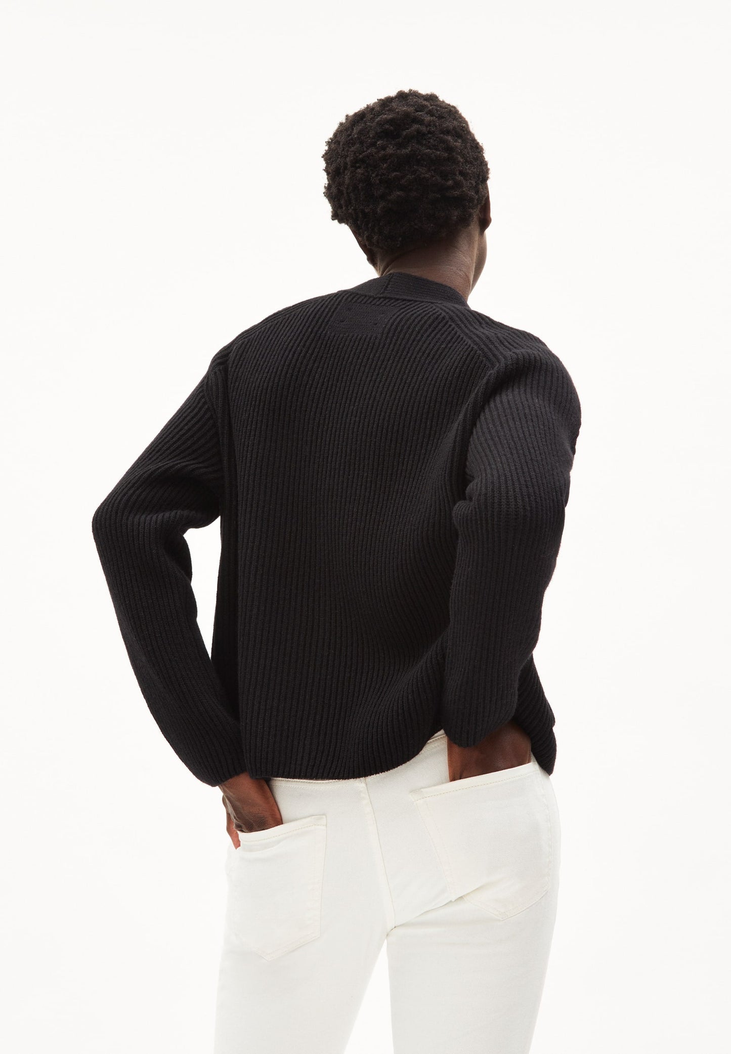 Gilet ample noir en laine bio et recyclée - naokaa black