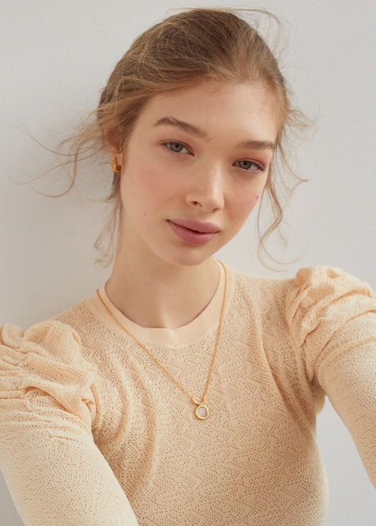 Collier en argent plaqué or | Pendentif en cristal de montagne "necklace tul crystal gold"