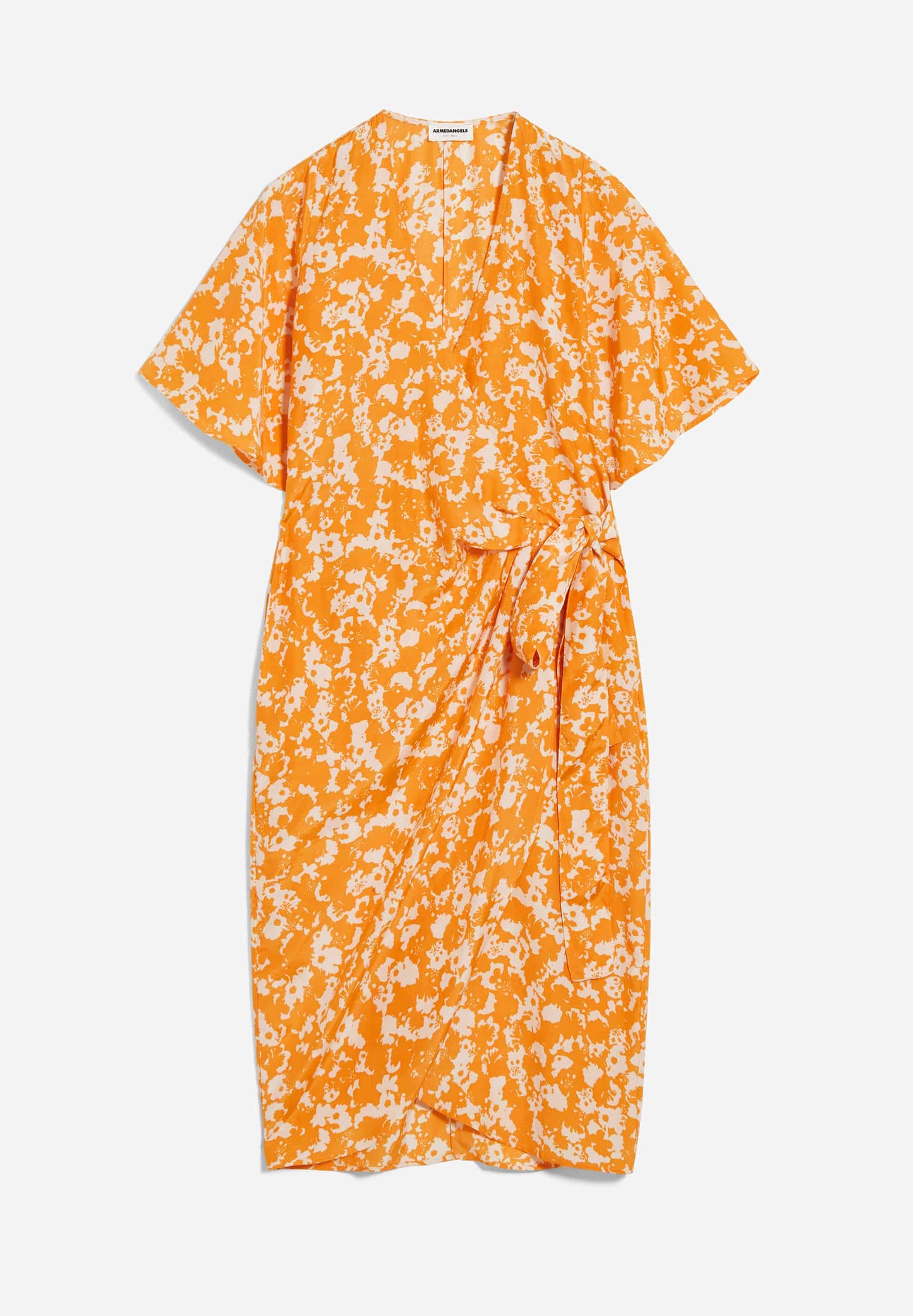 Robe portefeuille orange à motifs en tencel - nataale mangorange