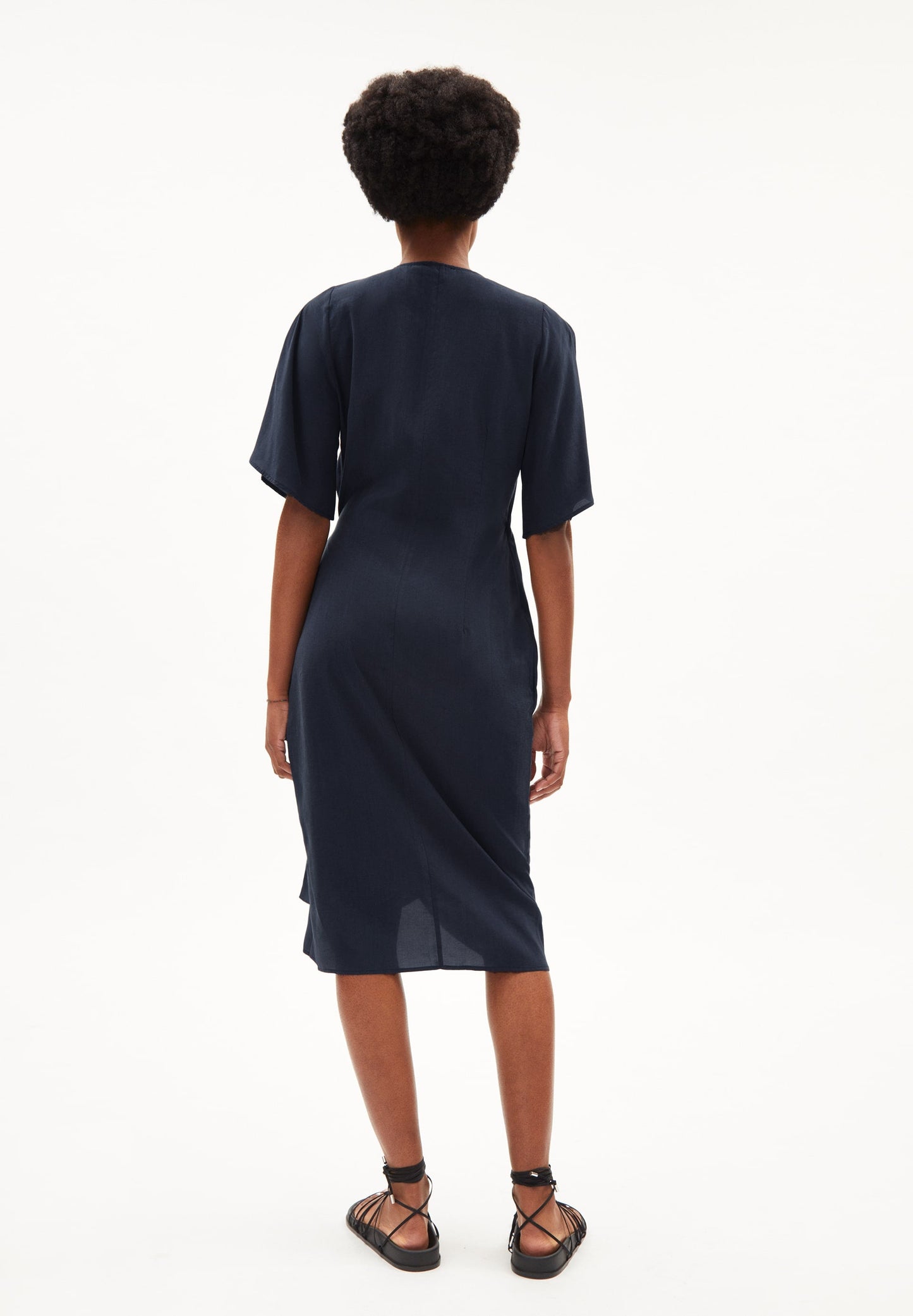 Robe portefeuille marine en tencel - nataale night sky