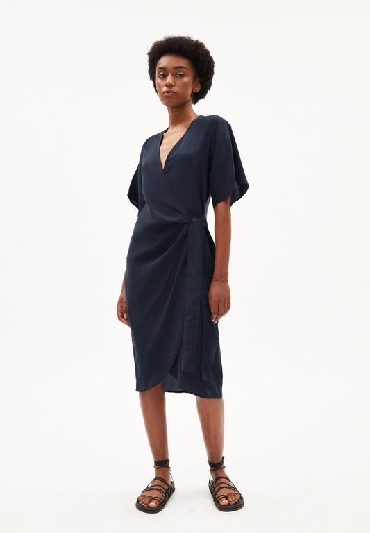 Robe portefeuille marine en tencel - nataale night sky