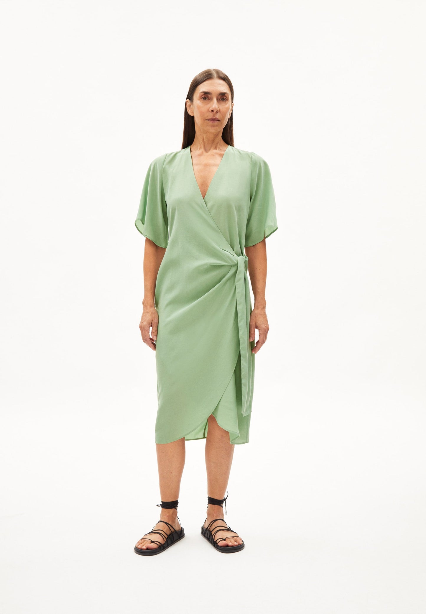 Robe portefeuille verte en tencel - nataale smith green