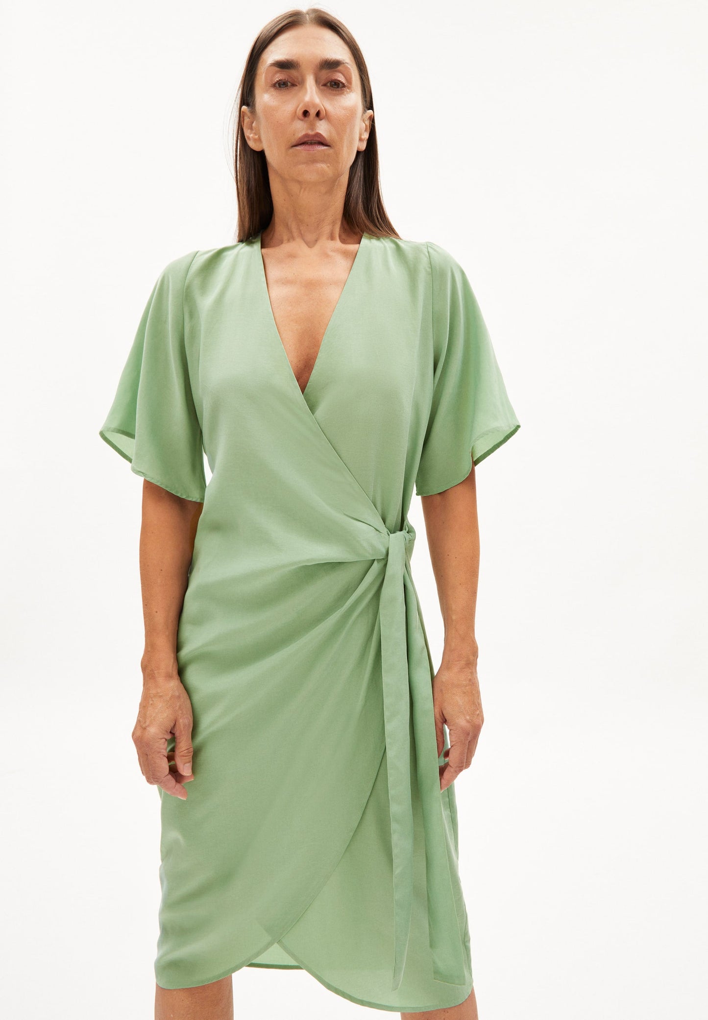 Robe portefeuille verte en tencel - nataale smith green
