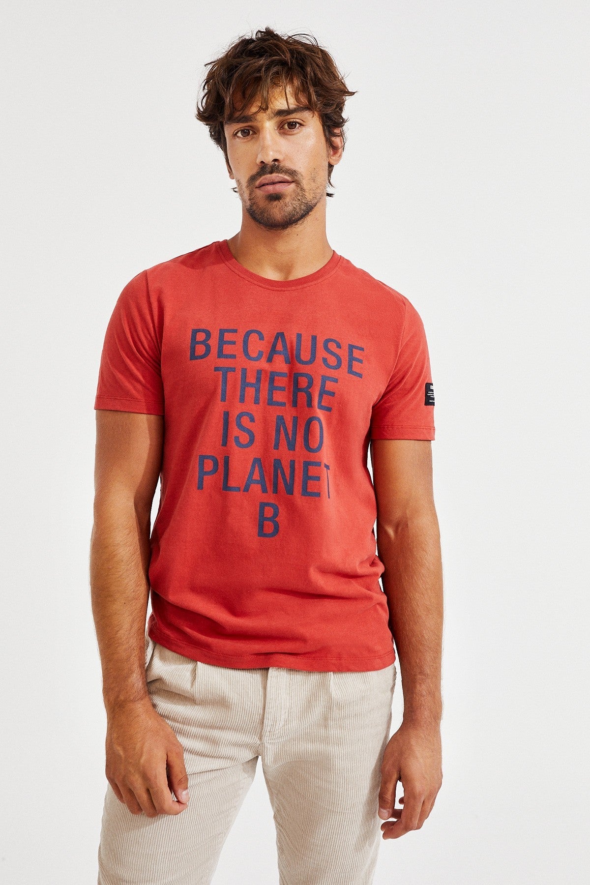 T-shirt orange imprimé gris en coton bio - NATAL CLASSIC BECAUSE