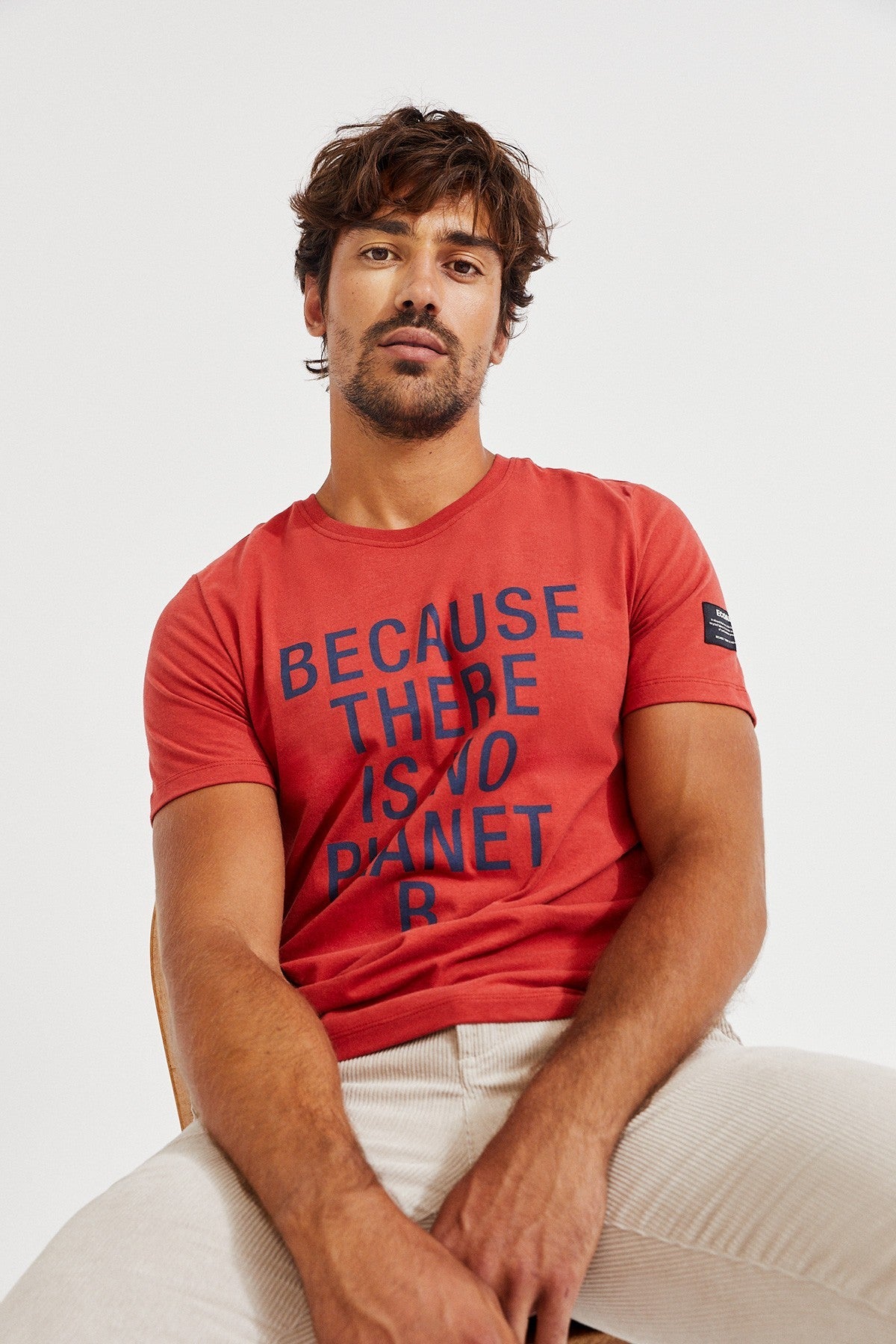 T-shirt orange imprimé gris en coton bio - NATAL CLASSIC BECAUSE