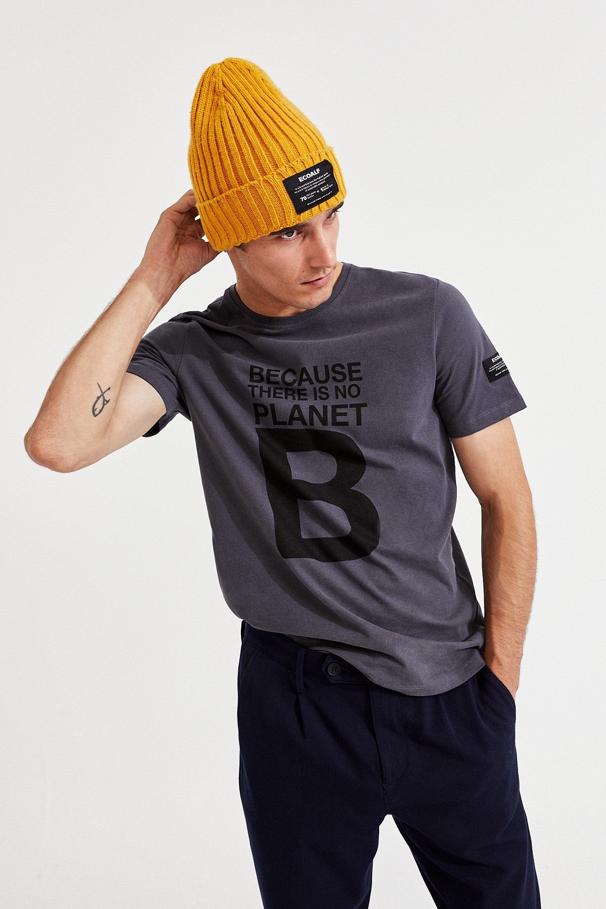 T-shirt imprimé gris en coton bio - NATAL GREAT B
