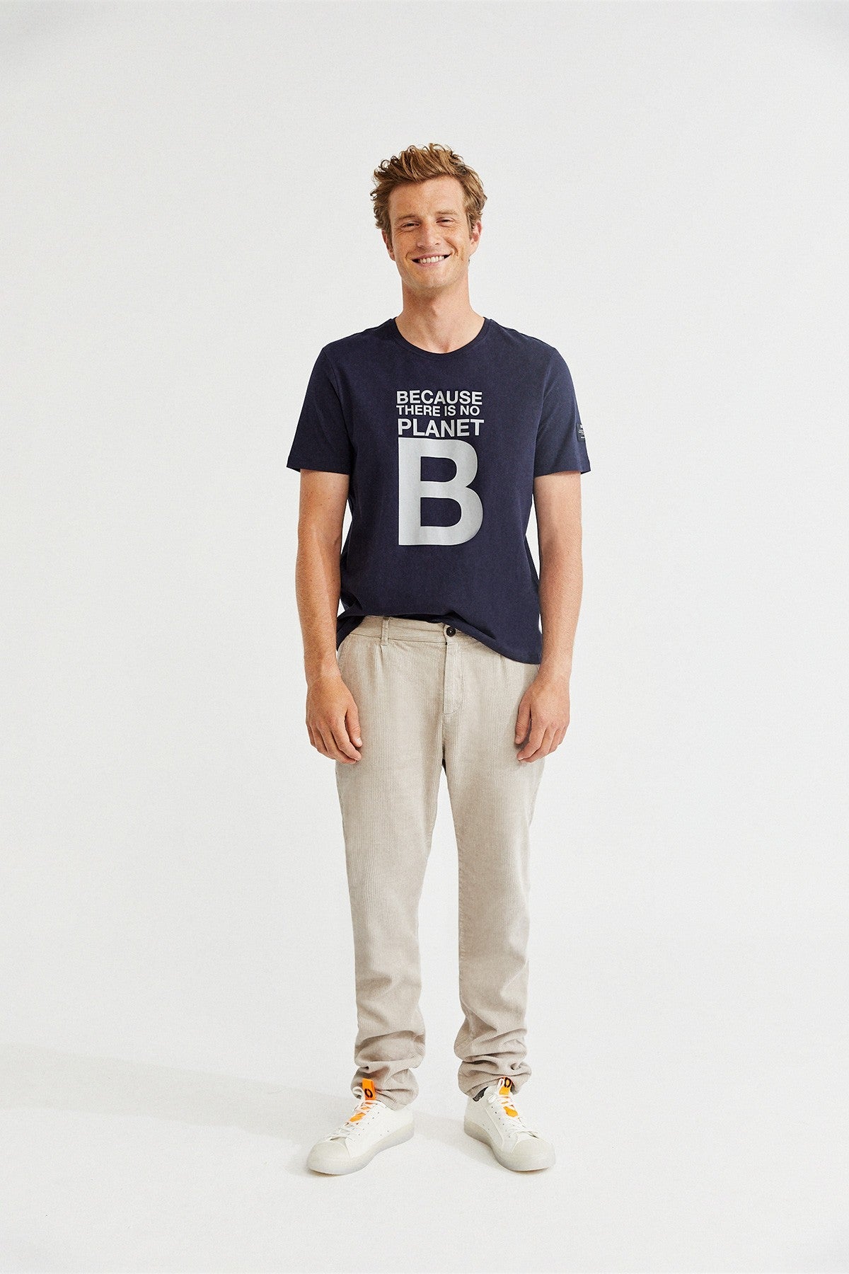 T-shirt marine imprimé blanc en coton bio - NATAL GREAT B
