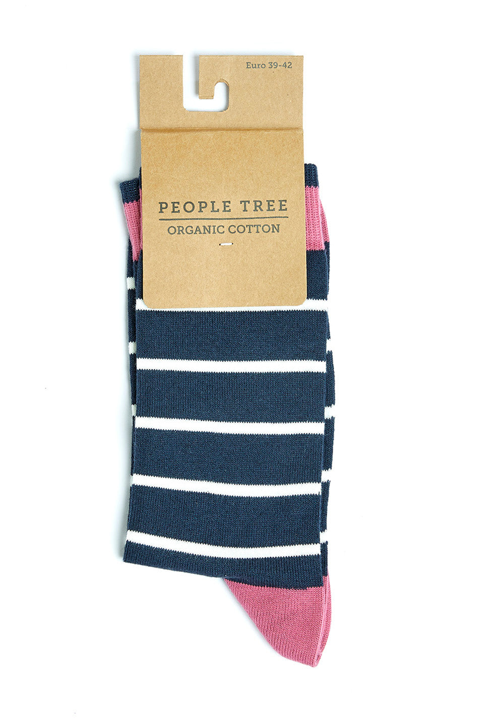 Chaussettes hautes marines rayées en coton bio