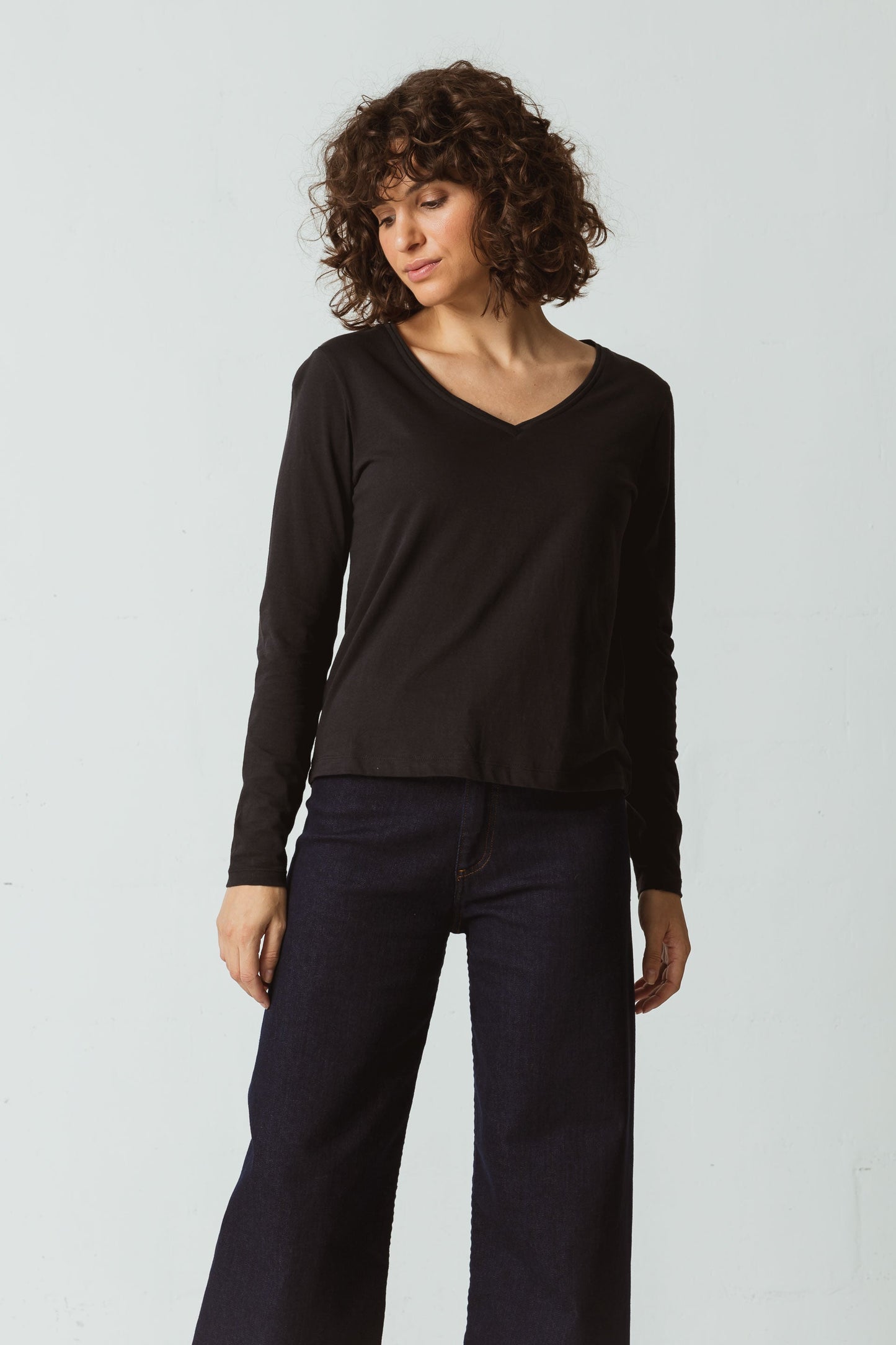 T-shirt manches longues en coton bio | Noir "básica bost f232n"