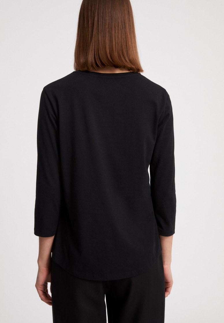 T-shirt à manches 3/4 noir en coton bio - NEAA