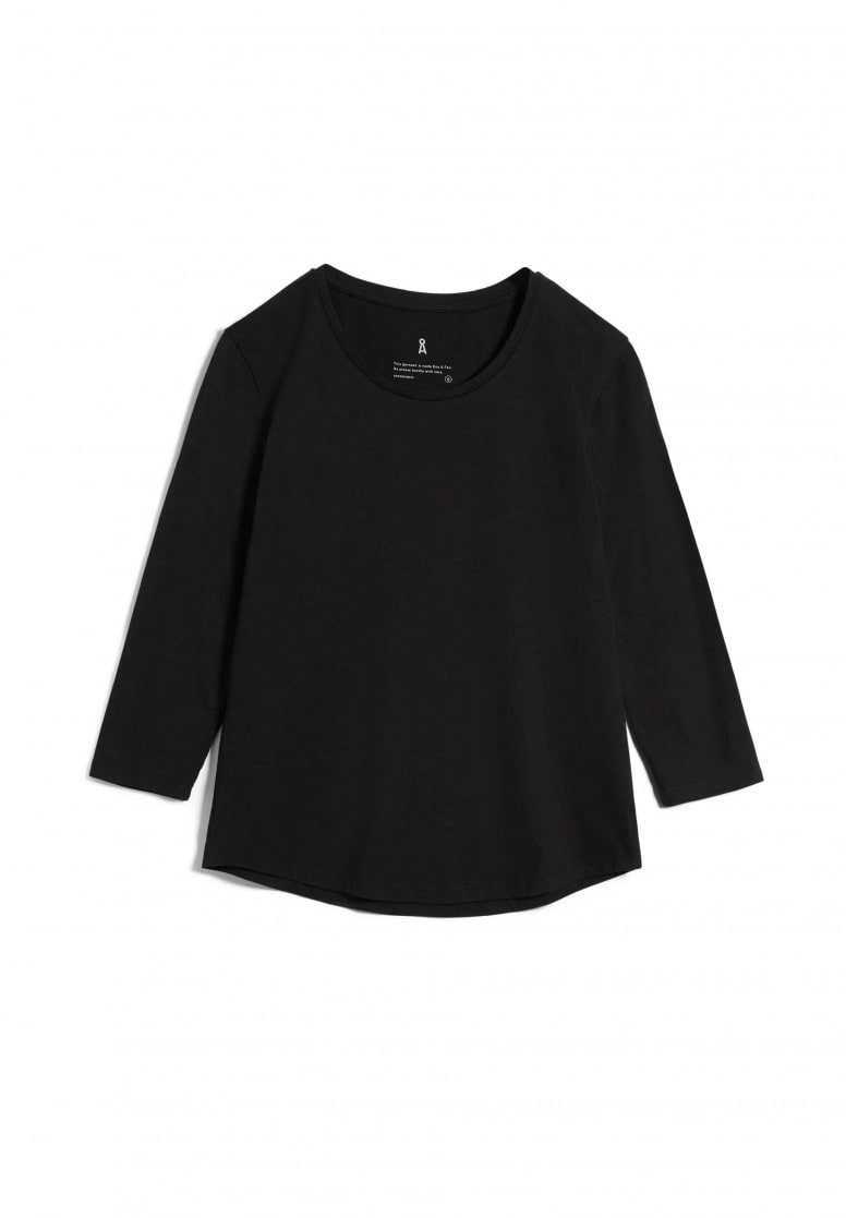 T-shirt à manches 3/4 noir en coton bio - NEAA