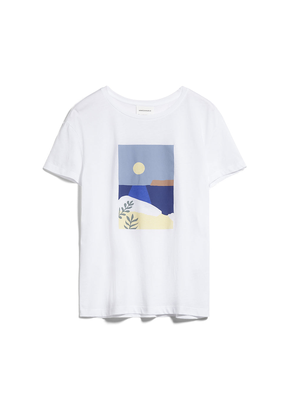 T-shirt blanc à imprimé plage en coton bio - NELAA CALM SEA