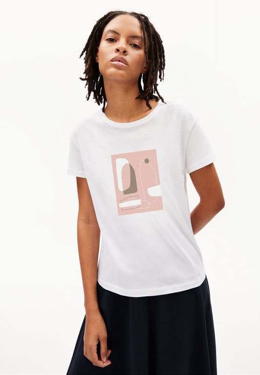 T-shirt blanc en coton bio - nelaa cutted landscape