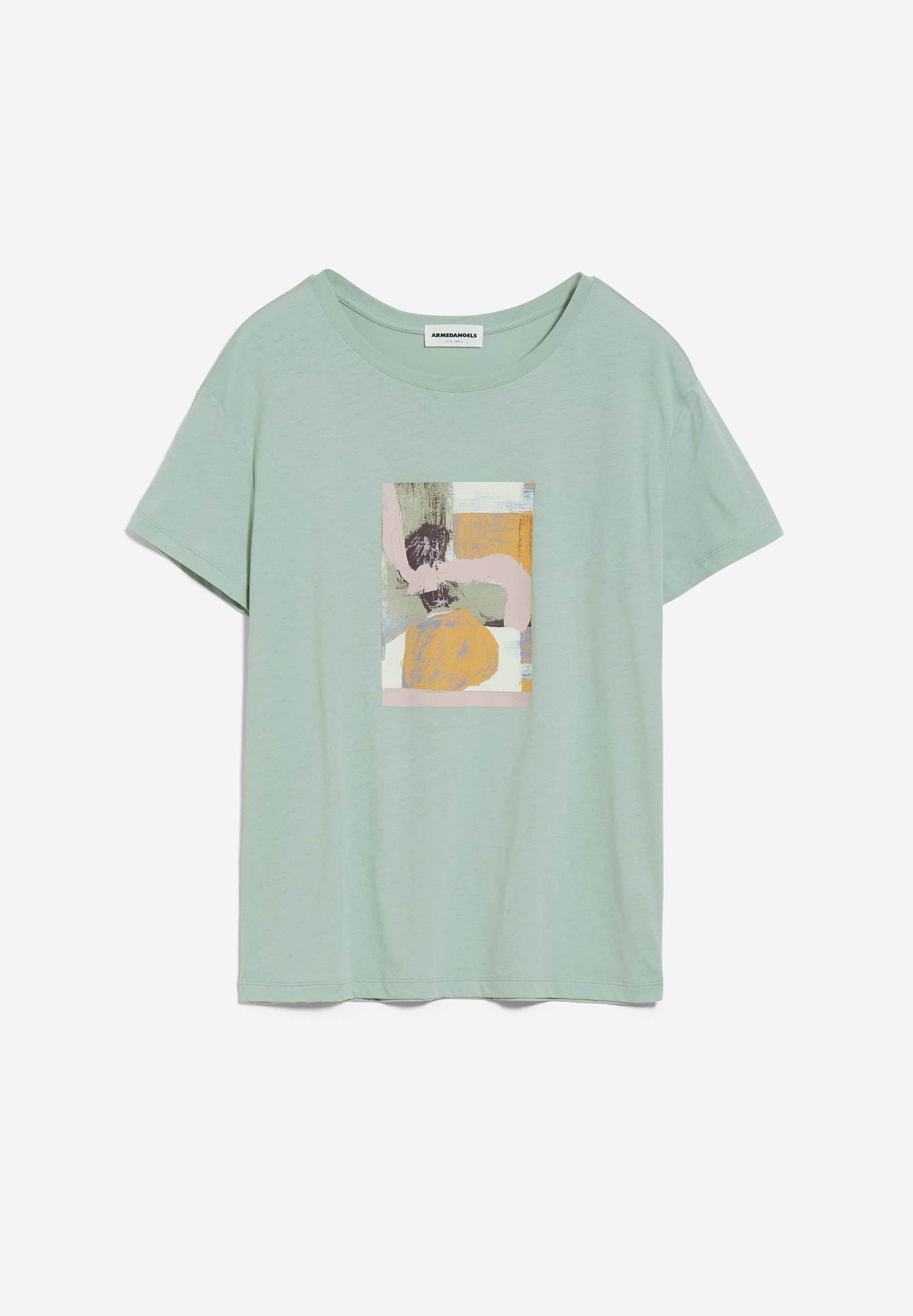 T-shirt imprimé ample vert menthe en coton bio - nelaa painted lint