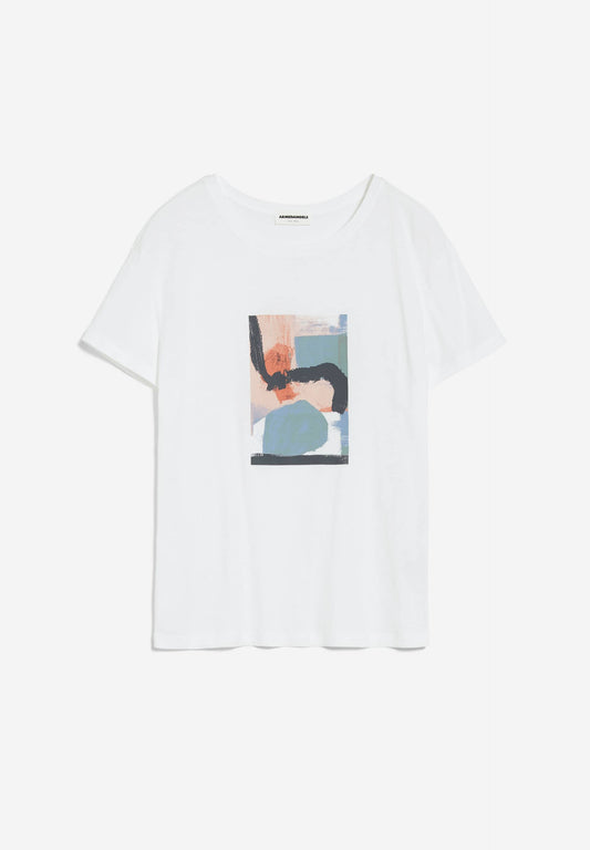 T-shirt imprimé ample blanc en coton bio - nelaa painted white