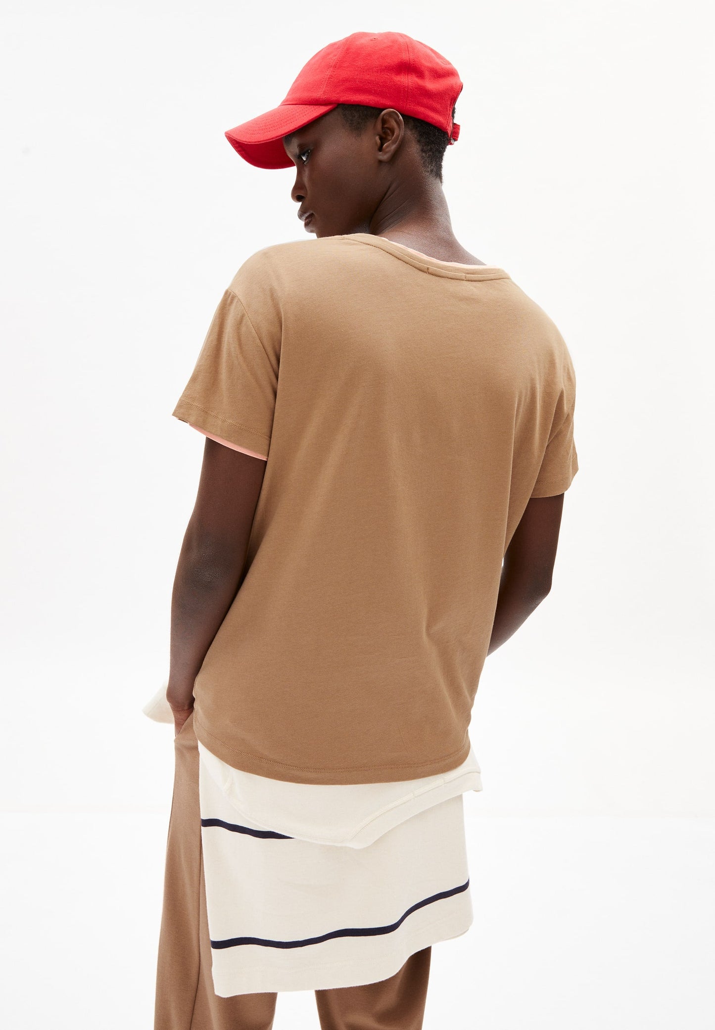 T-shirt imprimé marron en coton bio - nelaa squares