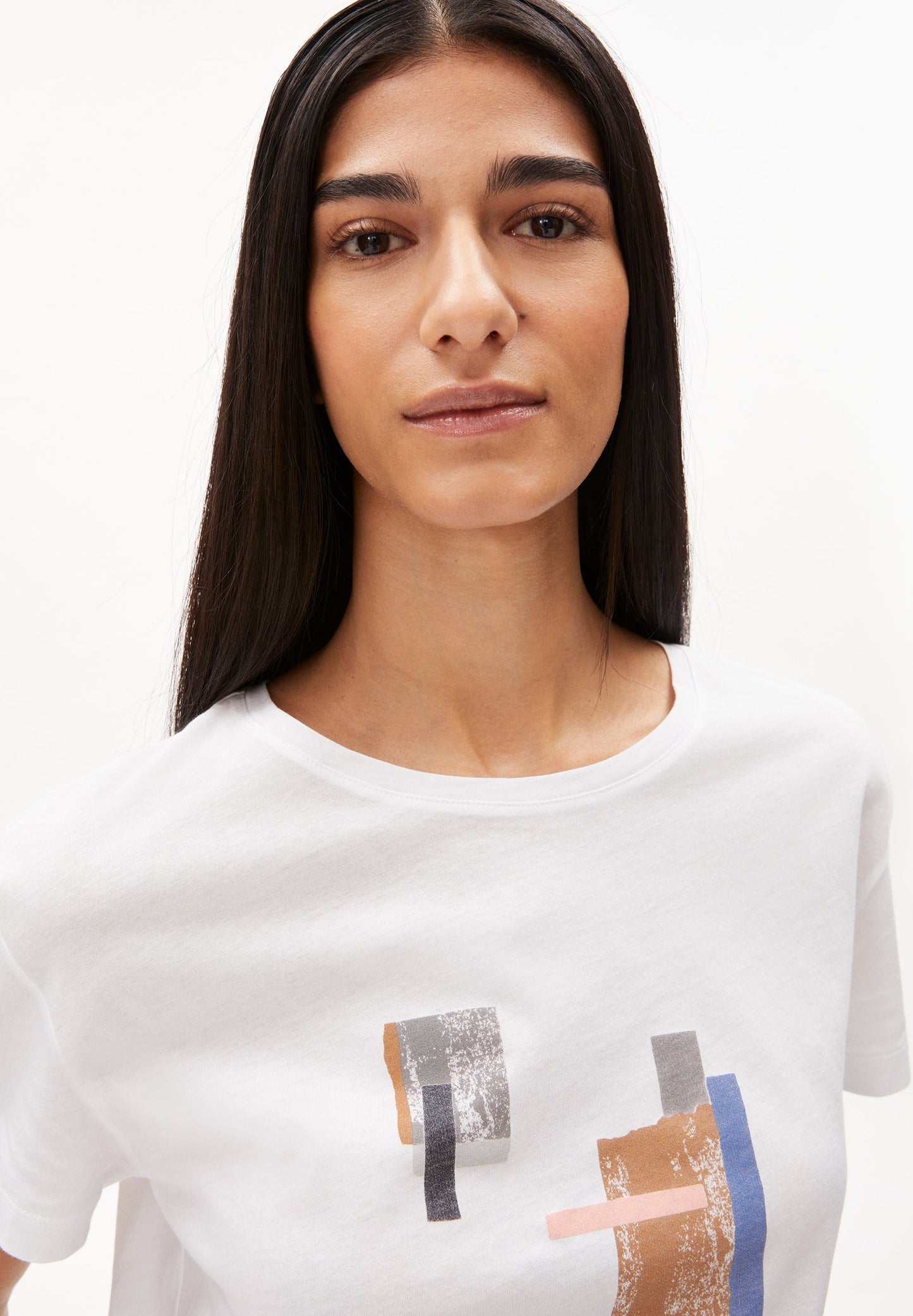 T-shirt blanc à motifs en coton bio - nelaa squares