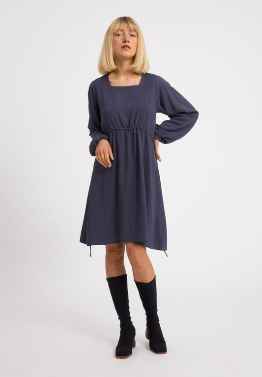 Robe mi-longue fluide indigo en lenzing - NEVENAA