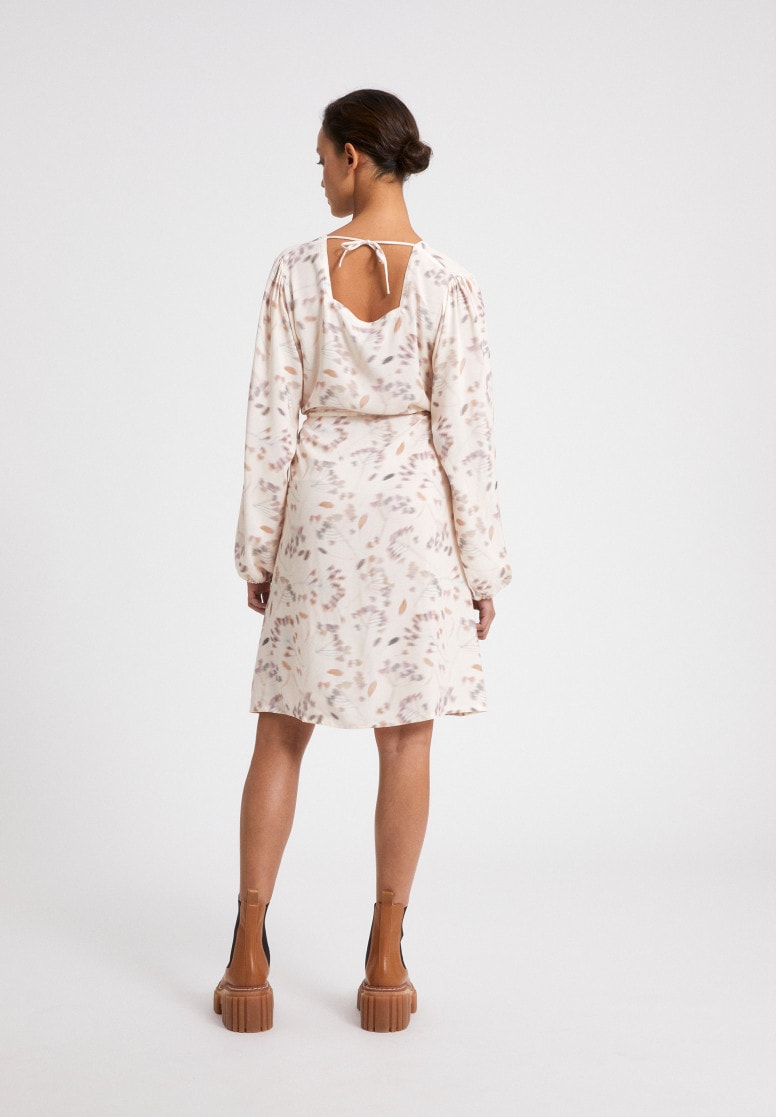 Robe fluide beige à motifs en lenzing ecovero - NEVENAA PRESSED FLOWERS