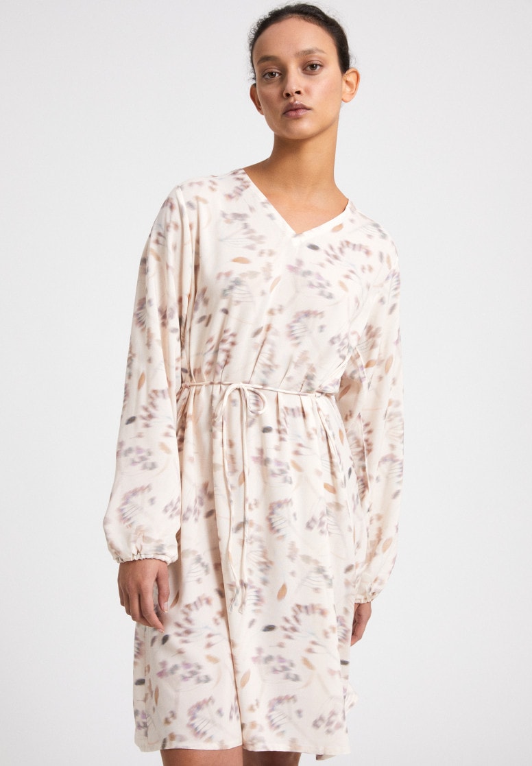 Robe fluide beige à motifs en lenzing ecovero - NEVENAA PRESSED FLOWERS