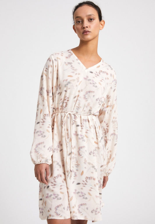 Robe fluide beige à motifs en lenzing ecovero - NEVENAA PRESSED FLOWERS