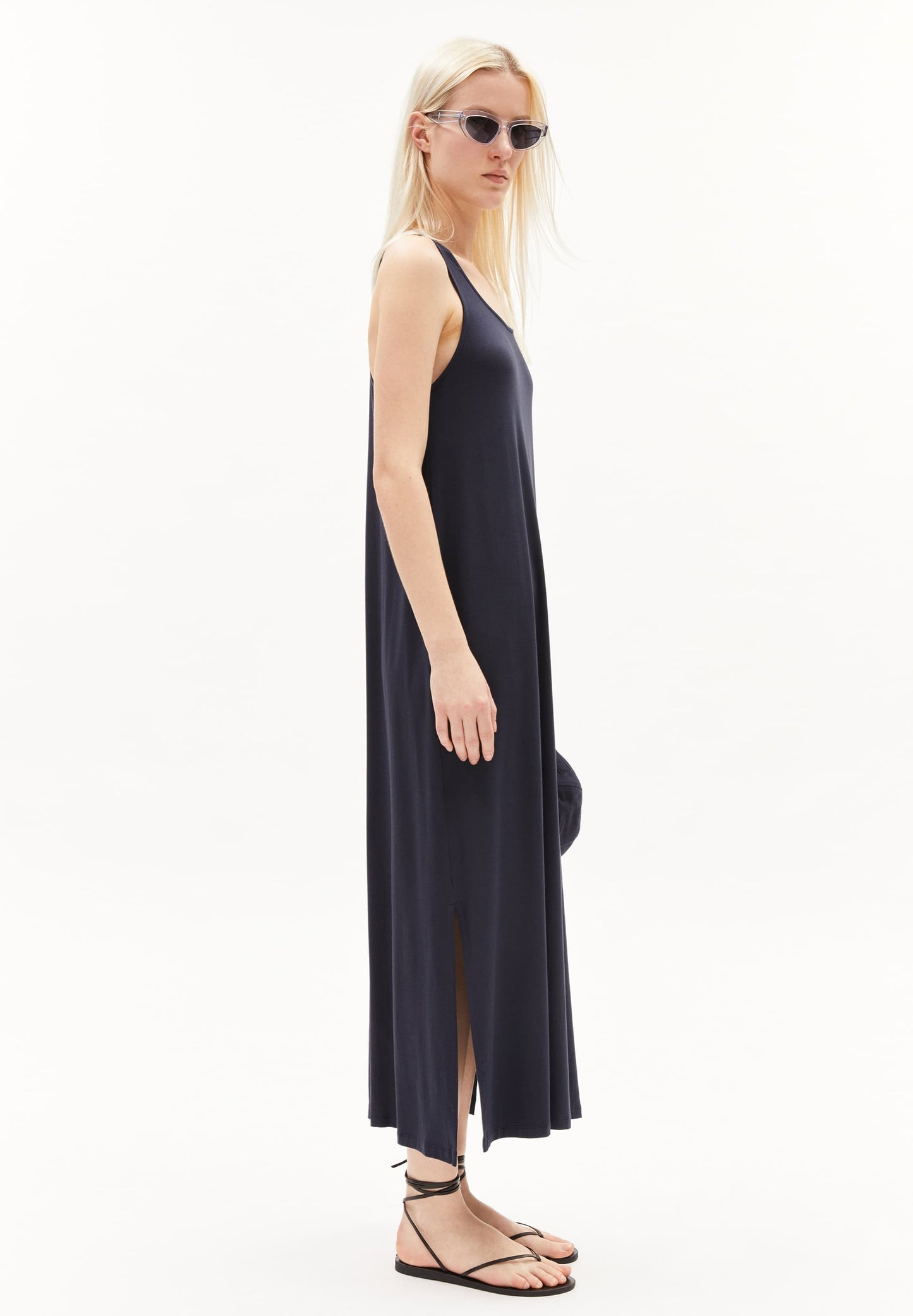 Robe longue en ecovero | bleu "nisaa litaa night sky"