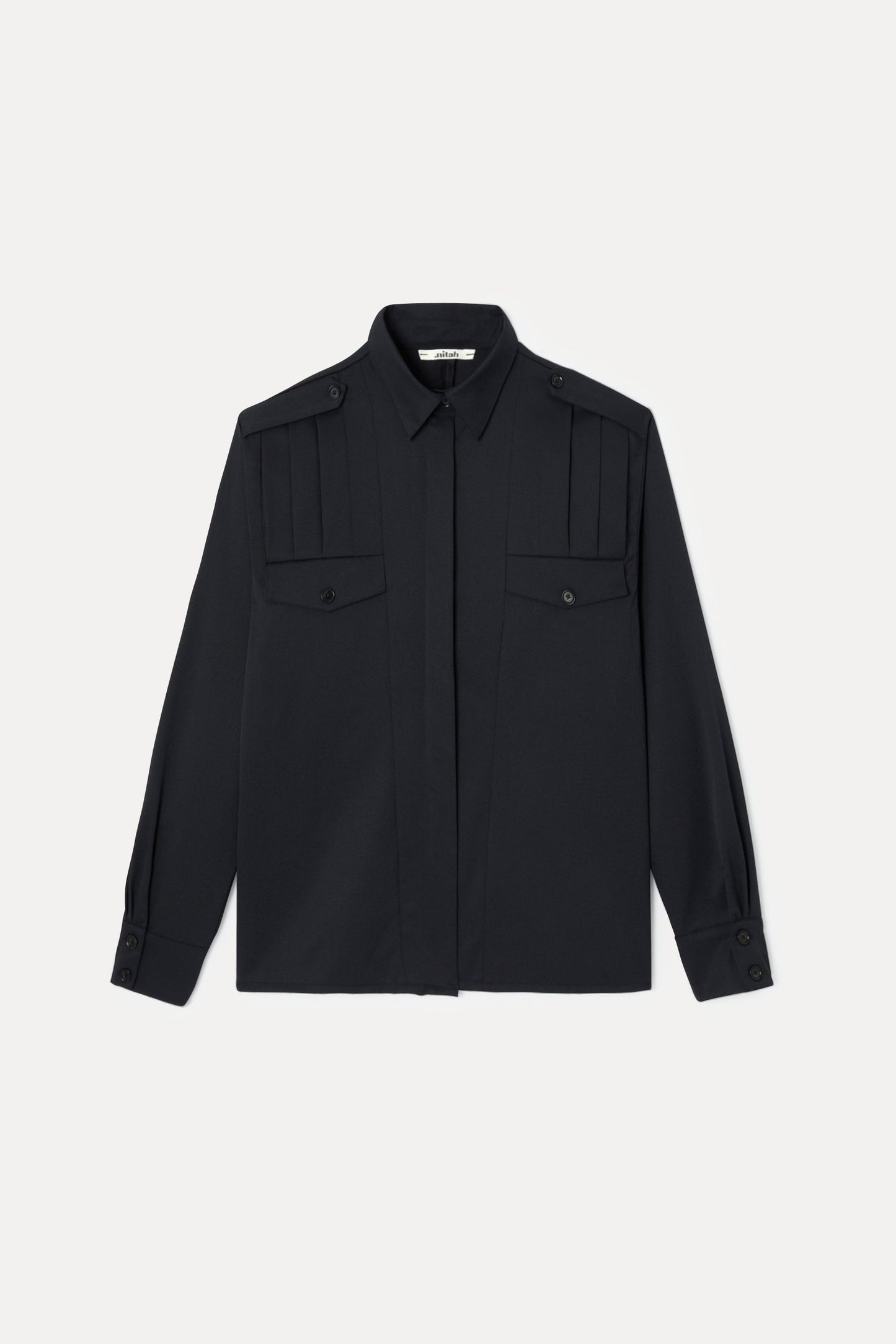 Chemise en matière upcyclée | noir "chemise officier alya - noir"