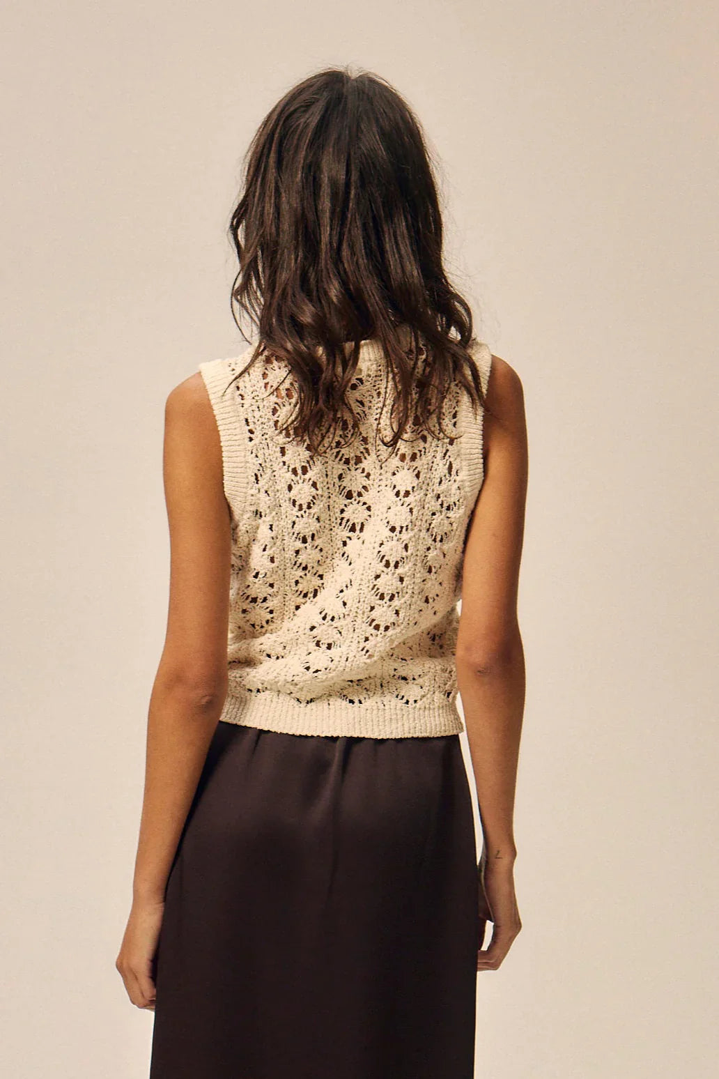 Pull sans manches en matière upcyclée | écru "dune"