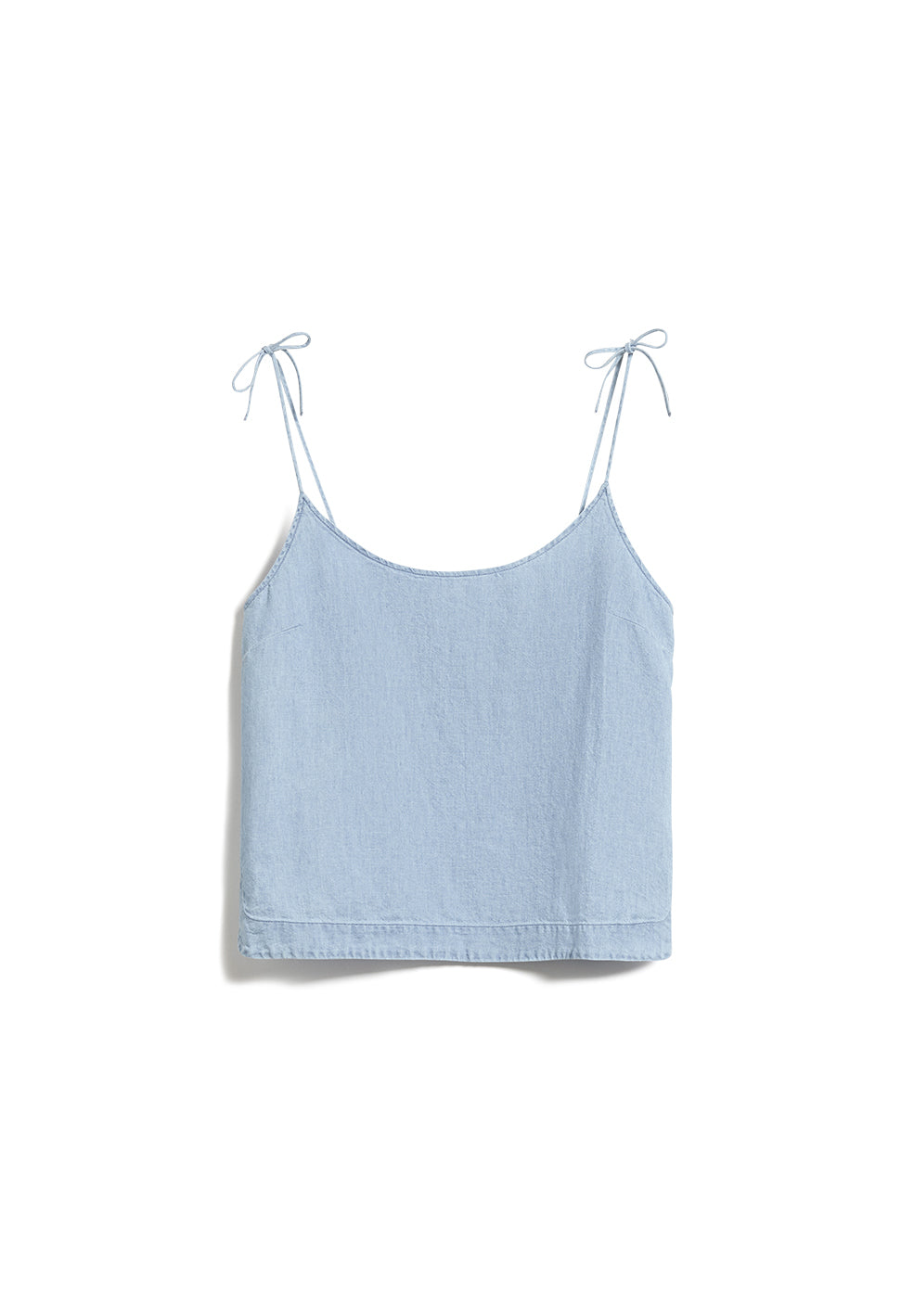 Débardeur à bretelles nouées bleu en coton bio - NITYAA