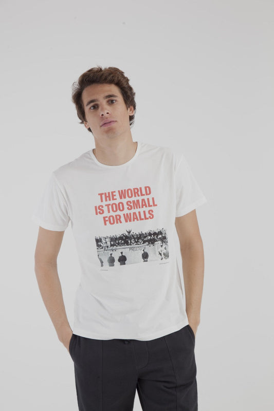 T-shirt imprimé blanc en coton bio - No walls berlin