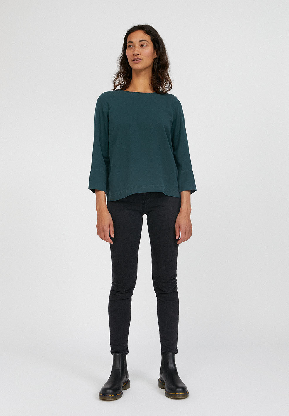 Blouse vert d'eau manches 3/4 en tencel - NOELAANI